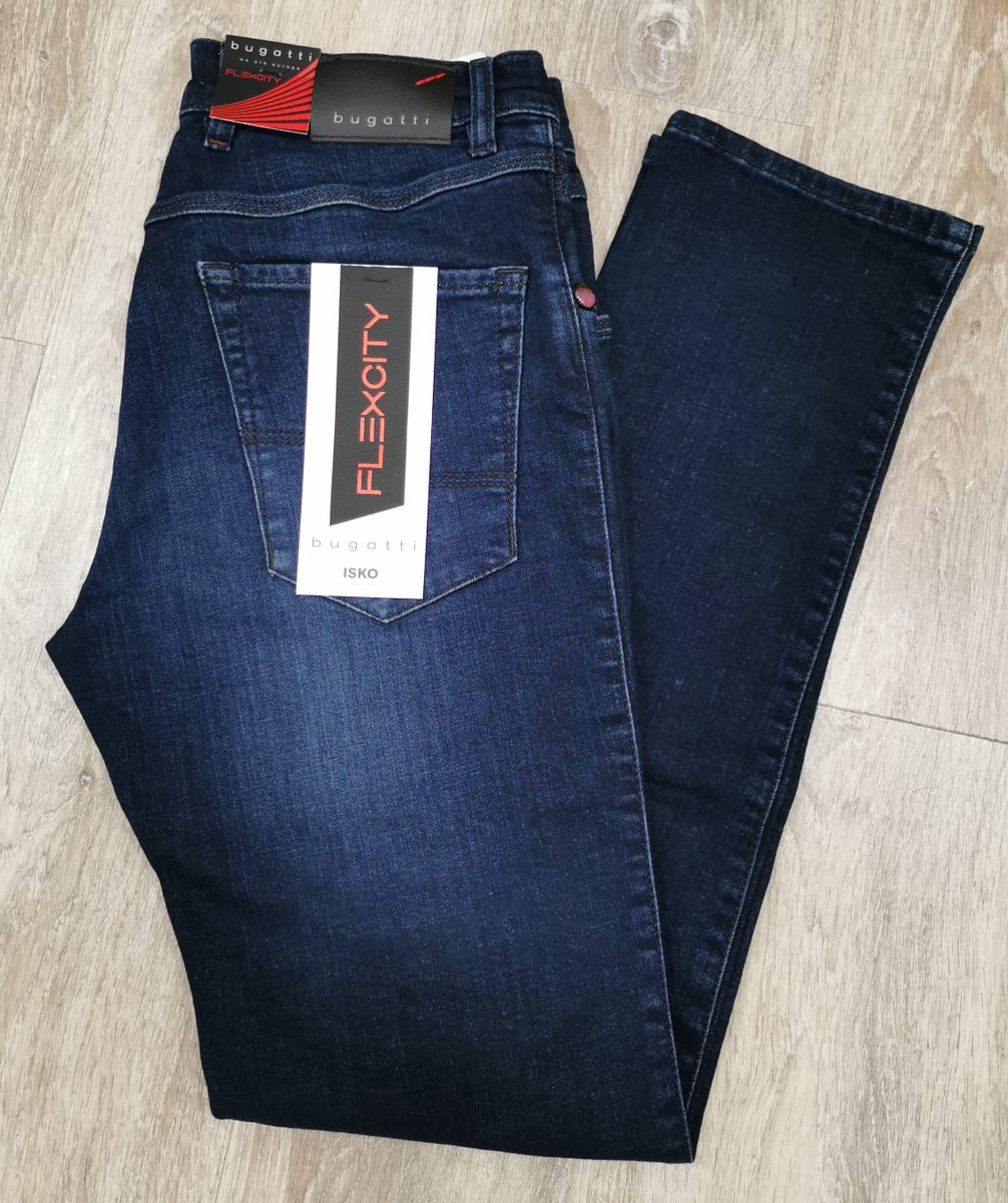 Indigo | Bugatti Fitted - Tector Dark Bugatti Menswear | Flexcity Jeans