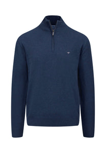 Fynch Hatton - Half Zip Knit Jumper, Night Blue