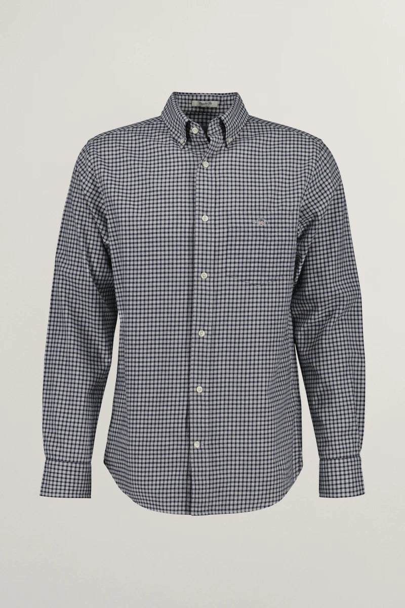 GANT - Reg Micro-check Flannel Shirt, Light Grey Melange