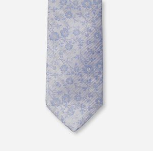 Olymp- Floral Silk Tie, Smoke Blue