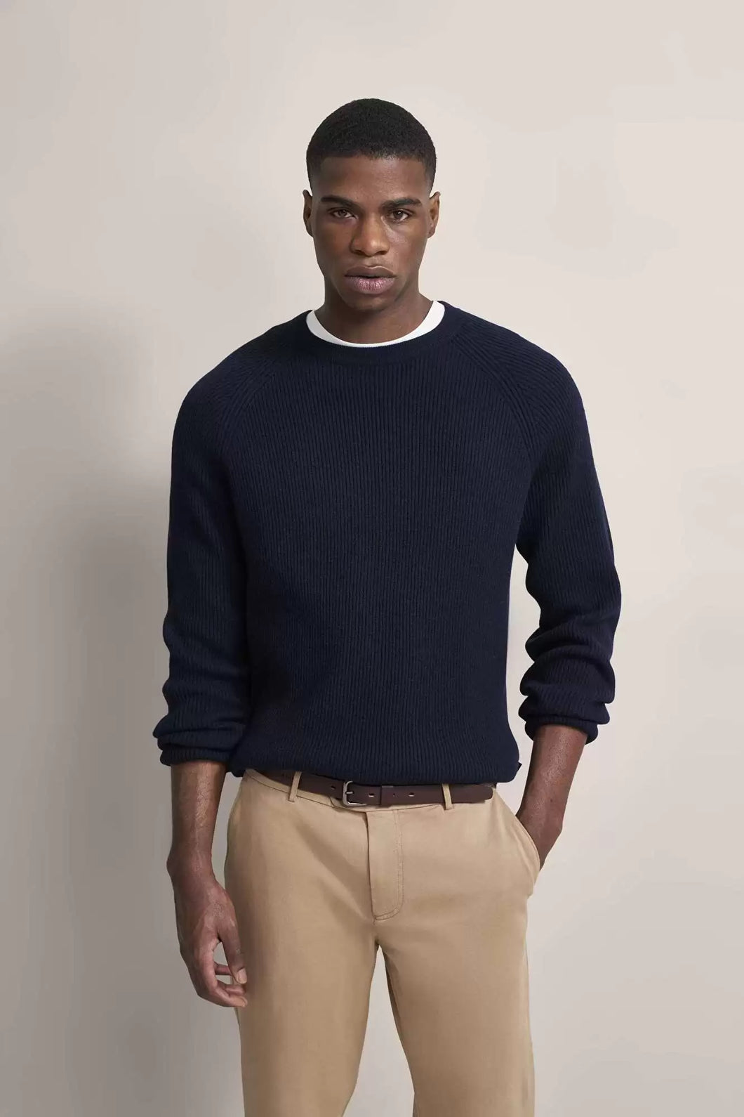 Bugatti - Crew-Neck Lambswool Sweater, Navy