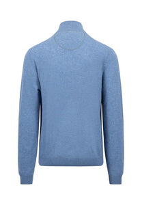 Fynch Hatton - Half Zip Knit Jumper, Cloud Blue (XL & XXL Only)