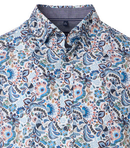 Casa Moda - Casual Fit Shirt, Flower Blue