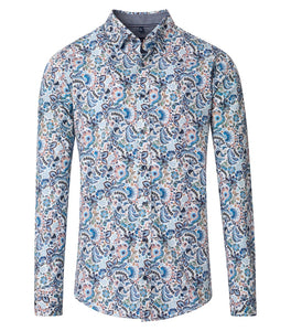 Casa Moda - Casual Fit Shirt, Flower Blue