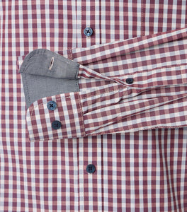 Casa Moda - Casual Fit Checked Shirt, Burgundy