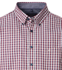 Casa Moda - Casual Fit Checked Shirt, Burgundy