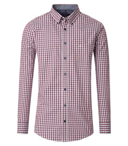 Casa Moda - Casual Fit Checked Shirt, Burgundy