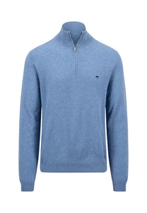 Fynch Hatton - Half Zip Knit Jumper, Cloud Blue (XL & XXL Only)