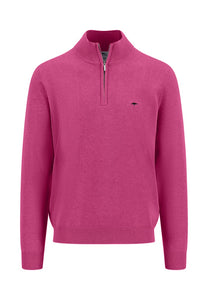 Fynch Hatton - Half Zip Knit Jumper, Magenta