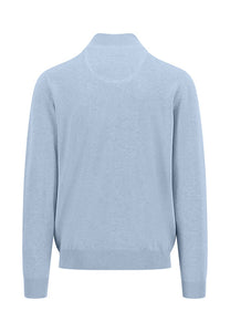 Fynch Hatton - Half Zip Knit Jumper, Light Blue