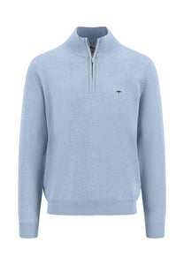 Fynch Hatton - Half Zip Knit Jumper, Light Blue