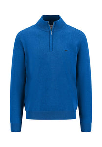 Fynch Hatton - Half Zip Knit Jumper, Strong Blue