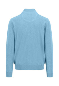 Fynch Hatton - Half Zip Knit Jumper, Splashy Blue