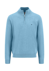 Fynch Hatton - Half Zip Knit Jumper, Splashy Blue