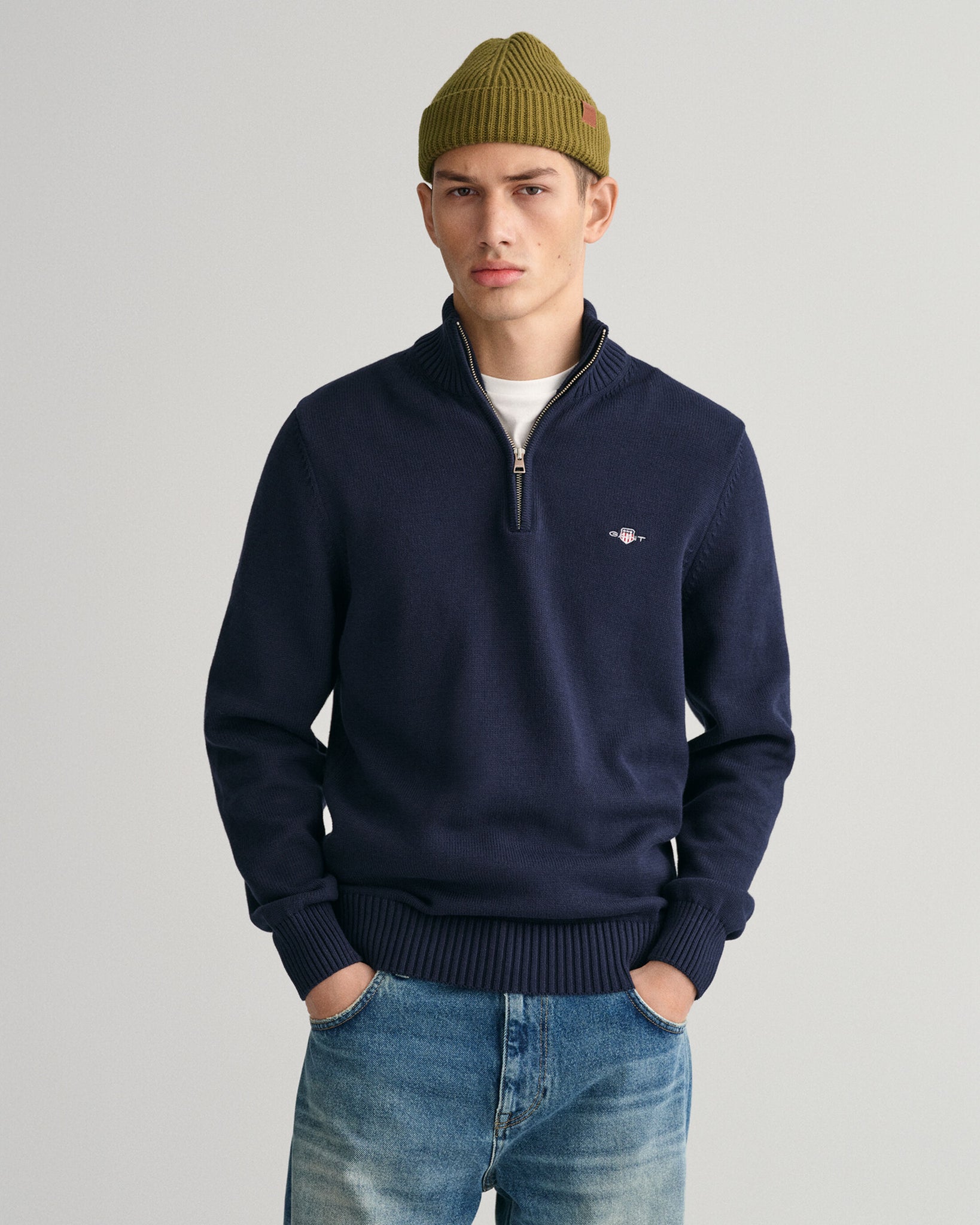 Gant classic cotton sales half zip sweater