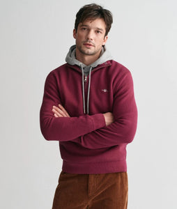 GANT - Cotton Micro Textured Half Zip, Wine Red (M, 2XL only)