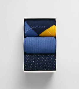 GANT - Argyle Socks 3-Pack Gift Box, Evening Blue