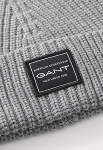 GANT - Cotton Ribbed Beanie, Grey