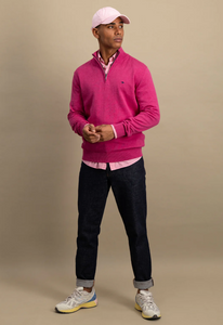 Fynch Hatton - Half Zip Knit Jumper, Magenta