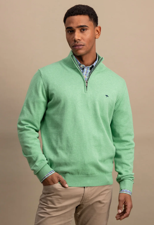 Fynch Hatton - Half Zip Knit Jumper, Green