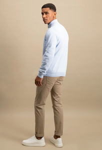 Fynch Hatton - Half Zip Knit Jumper, Light Blue