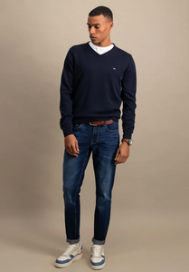 Fynch Hatton - V-Neck Jumper, Navy