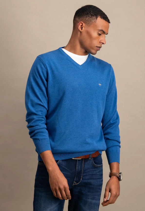 Fynch Hatton - V-Neck Jumper, Blue