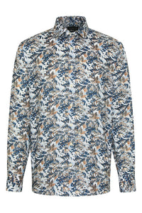 Bugatti - Pure Linen Shirt, Leaves print