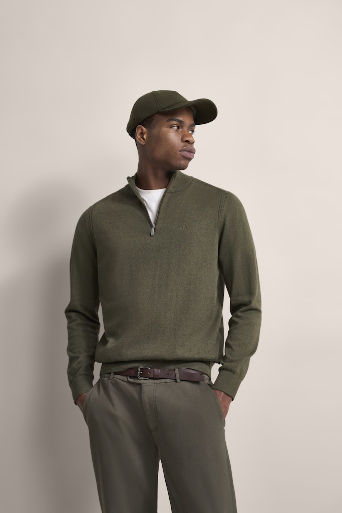 Bugatti - Cotton Cashmere Half Zip, Forest Green