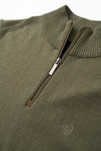 Bugatti - Cotton Cashmere Half Zip, Forest Green