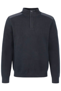 Bugatti - Half Zip Cotton Jumper, Navy