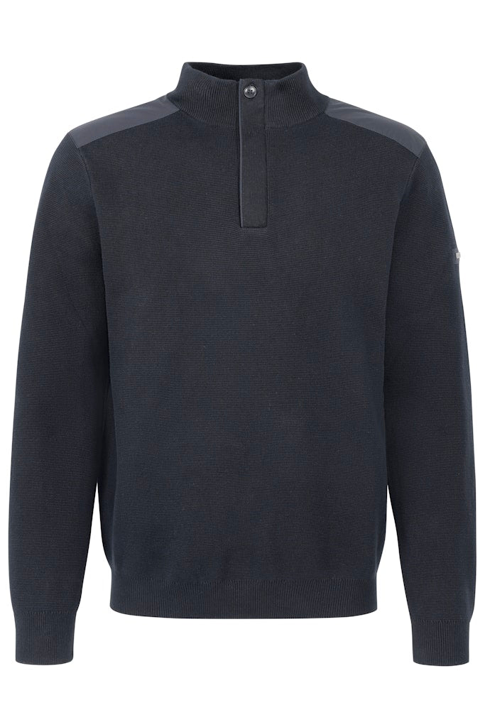 Bugatti - Half Zip Cotton Jumper, Navy