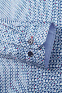 Bugatti - Botton Down Shirt Geometric Print Shirt Blue