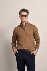 Bugatti - Cotton Cashmere Half Zip, Beige