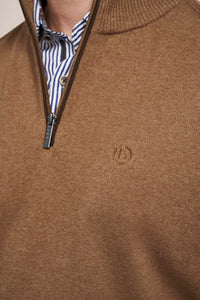 Bugatti - Cotton Cashmere Half Zip, Beige