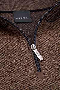 Bugatti - Half Zip Knitted Sweater, Brown