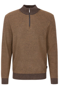 Bugatti - Half Zip Knitted Sweater, Brown