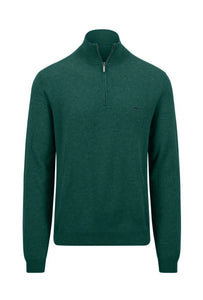 Fynch Hatton - 3XL Cashmere Half Zip, Dark Emerald