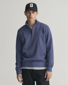 GANT - Sacker Rib Half-Zip Sweatshirt, Blue Melange(XL & XXL Only)