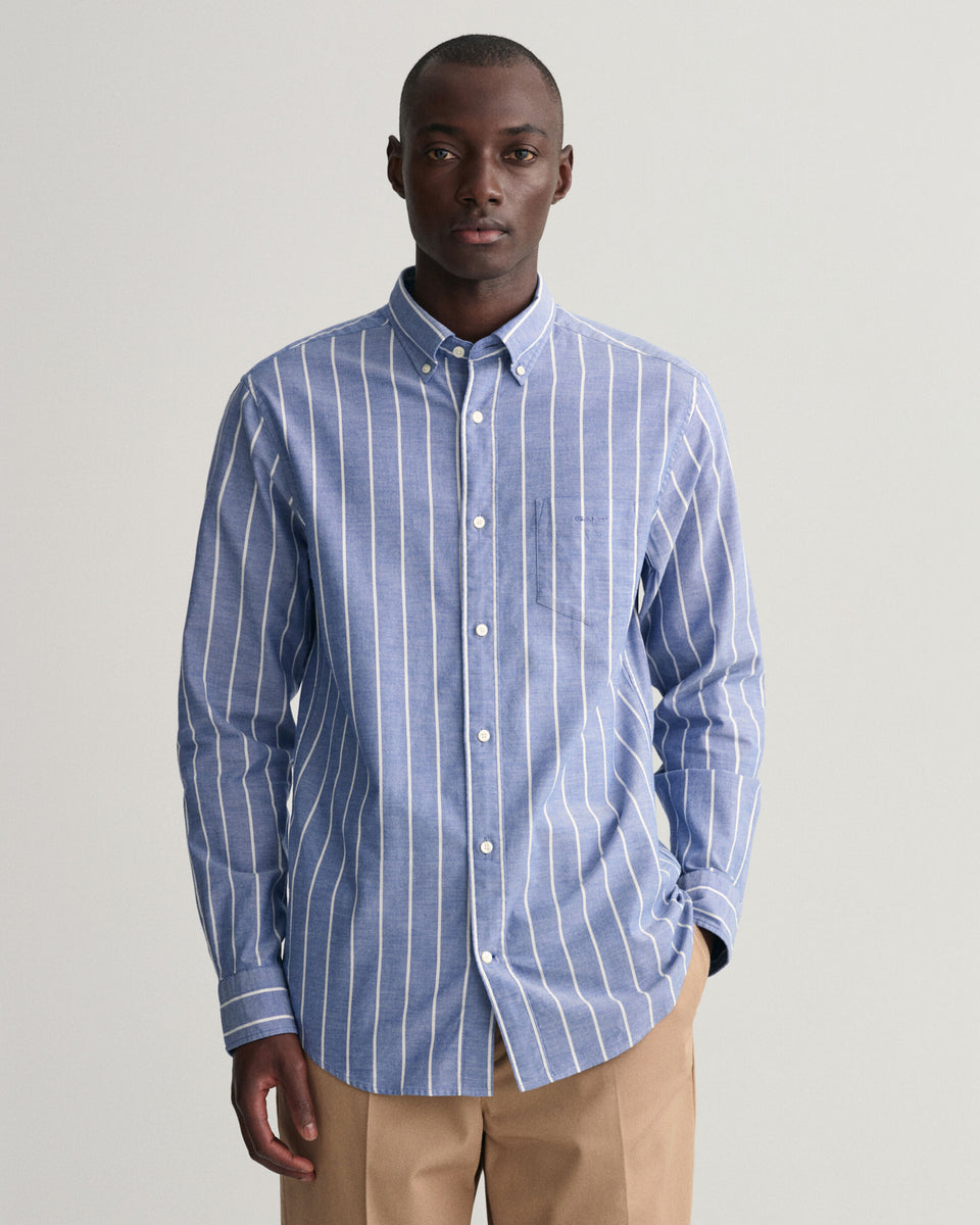 GANT - Oxford Stripe Shirt, College Blue | GANT | Tector Menswear