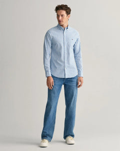 GANT - Regular Fit Striped Cotton Linen Shirt, Day Blue