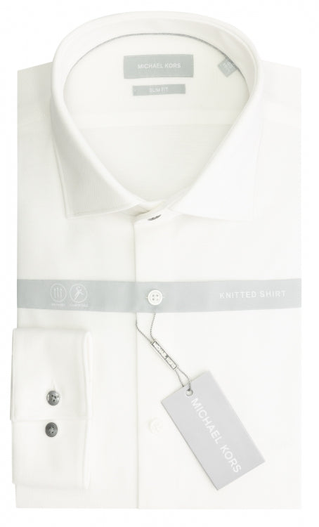 Michael Kors - Solid Pique Slim Shirt, White